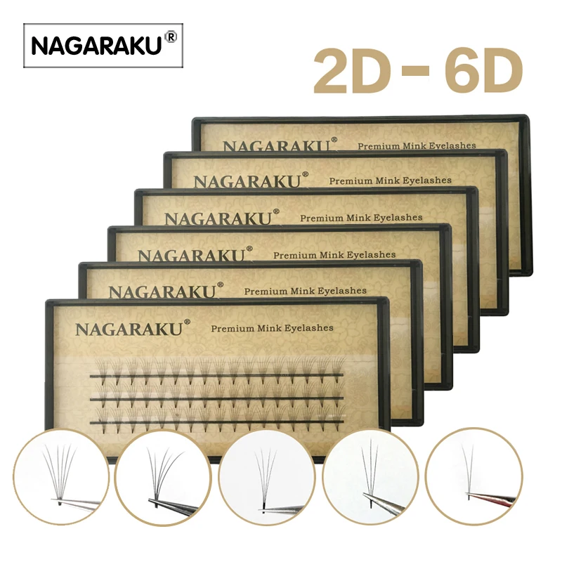 NAGARAKU Лидер продаж 2D/3D/4D/5D/6D термоклееные предварительно сделанные объемные вентиляторы из искусственной норки предварительно сделанные русский объем наращивание ресниц норковые ресницы