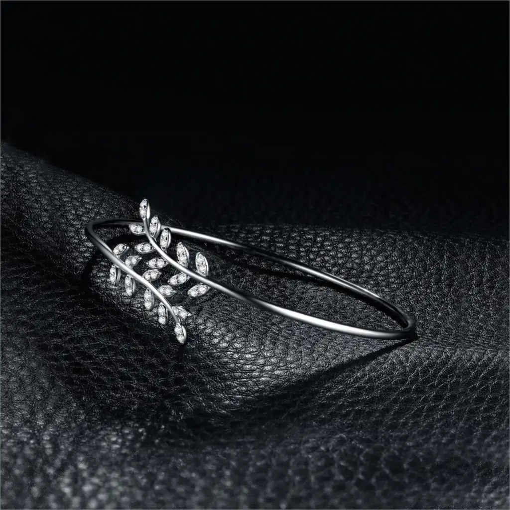 JewelryPalace листьев 1.2ct кубический цирконий Регулируемый Браслет манжета 925
