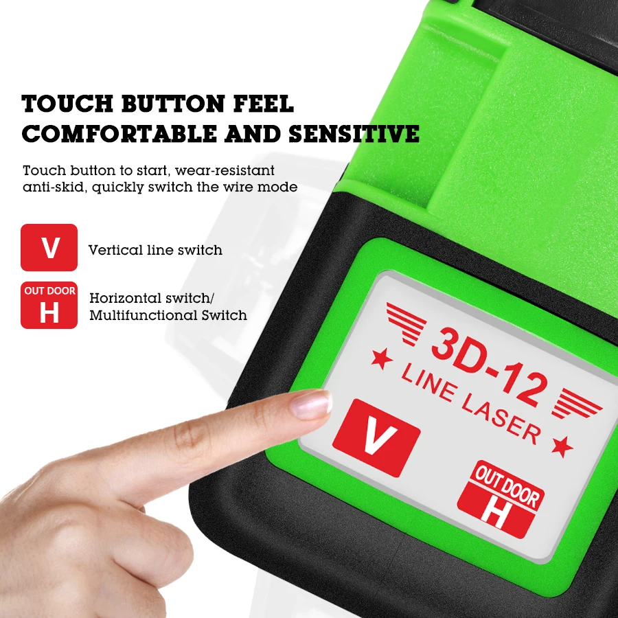 3D Laser Level Self-Leveling 360 Horizontal And Vertical Cross Green 12 Lines Rotary | Инструменты