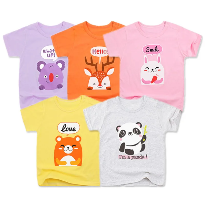 

5 Packs Baby Girls T-Shirts Summer Short Sleeve Baby Clothing Cotton Tee Tops Cartoon Animal Embroidery Boy Clothes Kids T-Shirt