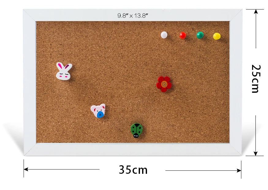 Wooden Frame Cork Board Bulletin Message Board 25*35cm Pin Boards Corcho Pared 11 Colors Frame for Notes Home Office Decoration