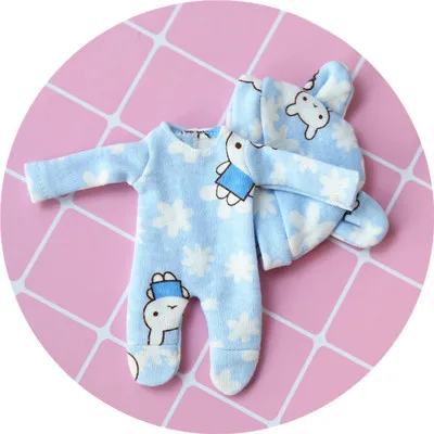 1 комплект, милая кукольная Пижама Obitsu 11 и чепчик для сна для ob11, 1/12 BJD кукла, одежда для сна, аксессуары - Цвет: color 1