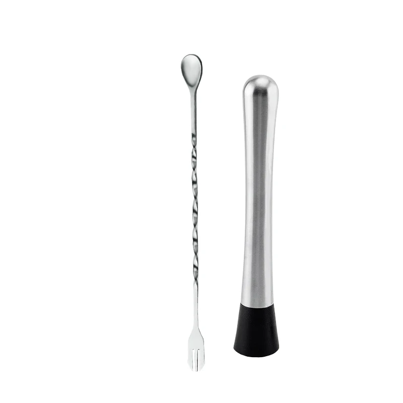 10-11Pcs/set Bar Set with Measuring Jigger Mixing Spoon Stainless Steel Bar Tools Built-in Bartender Strainer Cocktail Shaker - Цвет: SpoonMuddler