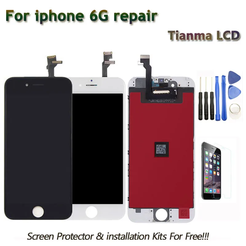 3 шт. AAA Tianma качество для iphone 6G 6 ЖК дисплей черный и белый стекло дигитайзер сборка