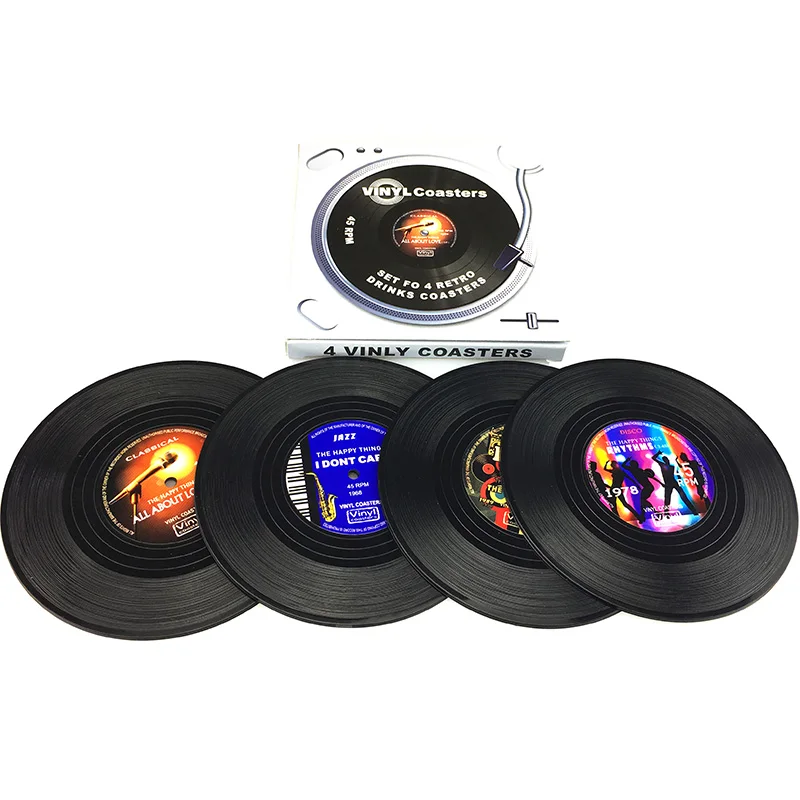 4 шт./компл. Ретро Джаз музыка запись бирдекели набор виниловые подставки для