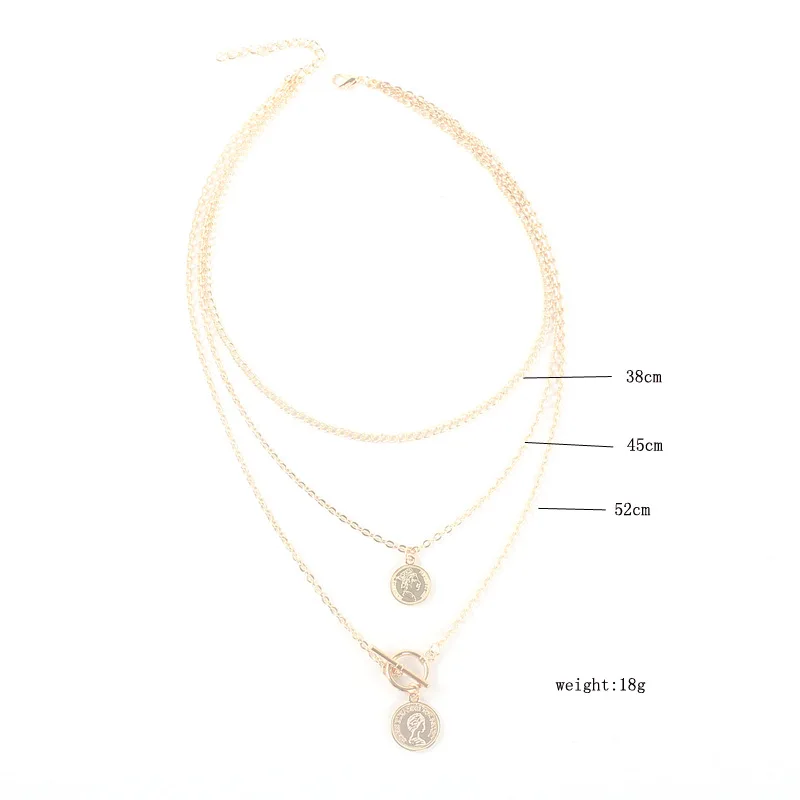 3 шт./компл. женское ожерелье в стиле ретро монета с портретом геометрическим