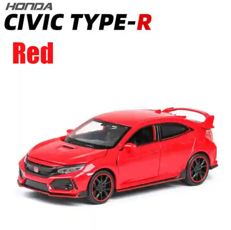 Красный 1:32 HONDA CIVIC TYPE-R литые под давлением и игрушечные транспортные средства металлическая модель автомобиля звуковой светильник коллекция автомобилей игрушки для детей Рождественский подарок - Цвет: Красный