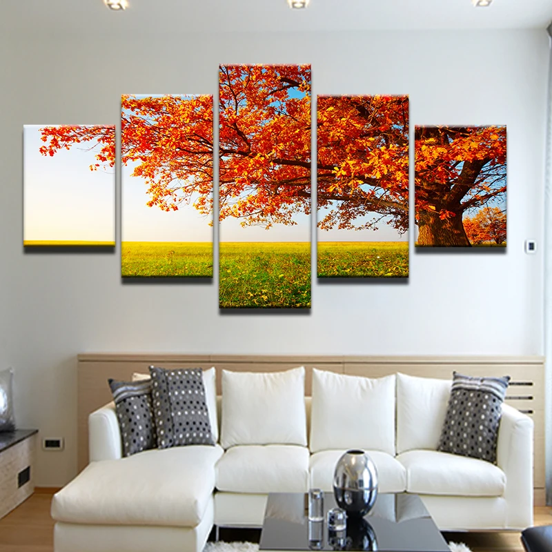 5 шт. Красные Деревья HD Картина на холсте настенное искусство картина для