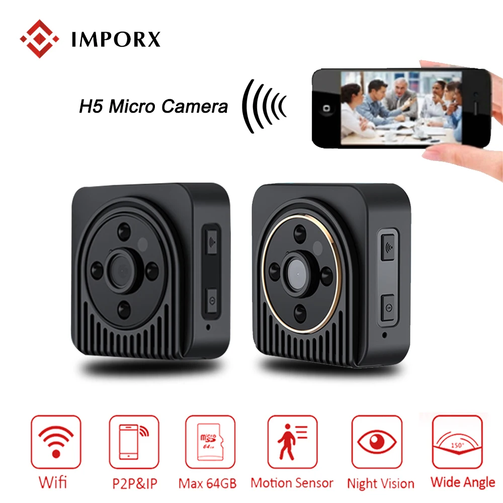 IMPORX Беспроводная мини DV камера 720P HD H5 H.264 ip инфракрасное ночное видение широкий