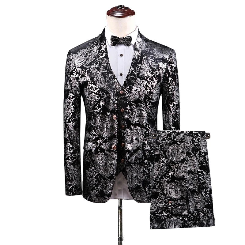 Мужское платье комплект из 3 предметов тонкий дизайн серебряный мужской костюм