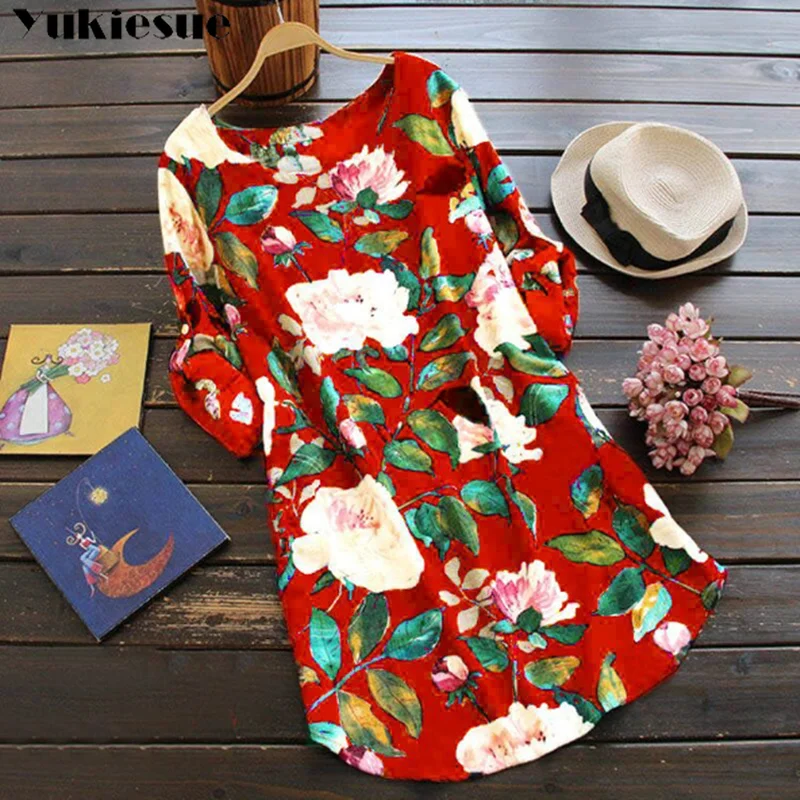 Летнее платье 2019 женское длинное свободное Хлопковое с регулируемым рукавом и