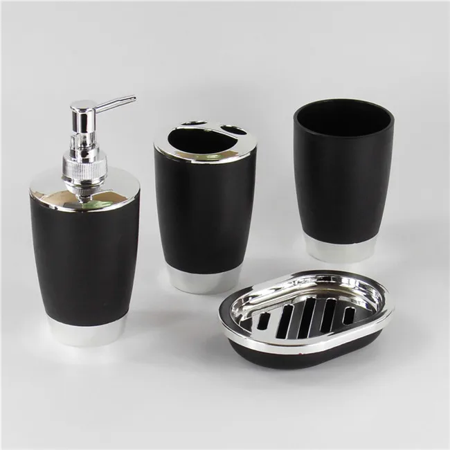 Black 4 piece 6 в 1 органайзер для ванной комнаты, аксессуары для инструментов, органайзер для зубных щеток, держатель для дезинфицирующего средства для рук, контейнер для мусора, щетка для хранения шампуня - Цвет: Black 4 piece