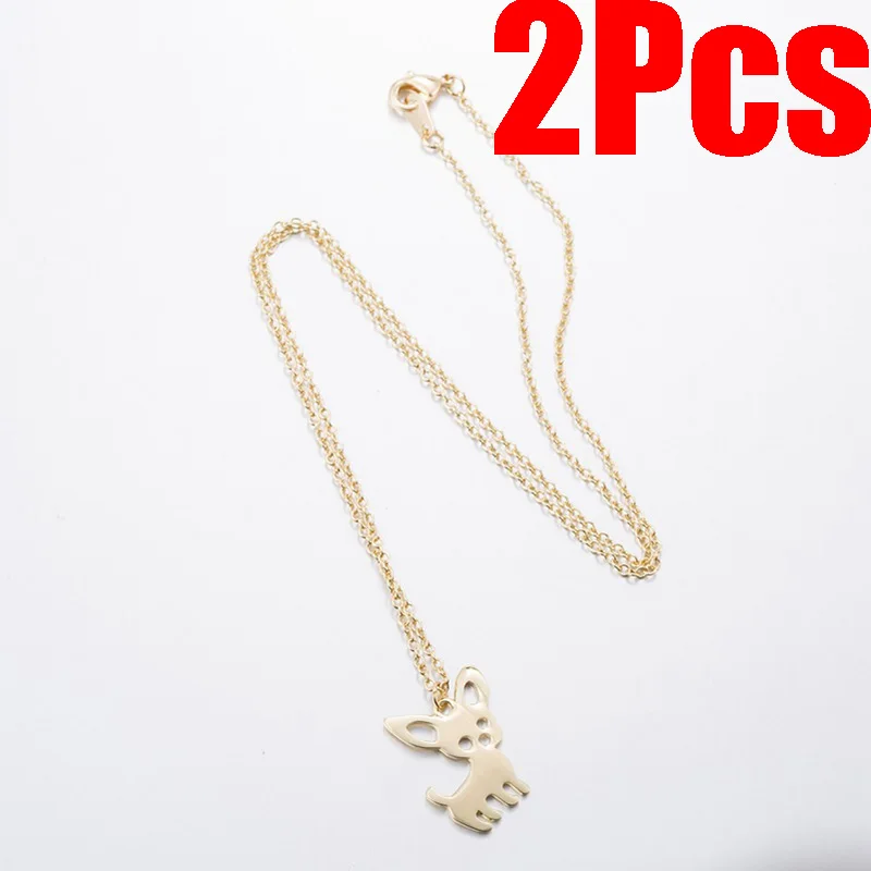 2Pcs Elk Necklaces Silver Color Pendants Deerlet Trendy Deer For Women Girl Animal | Украшения и аксессуары