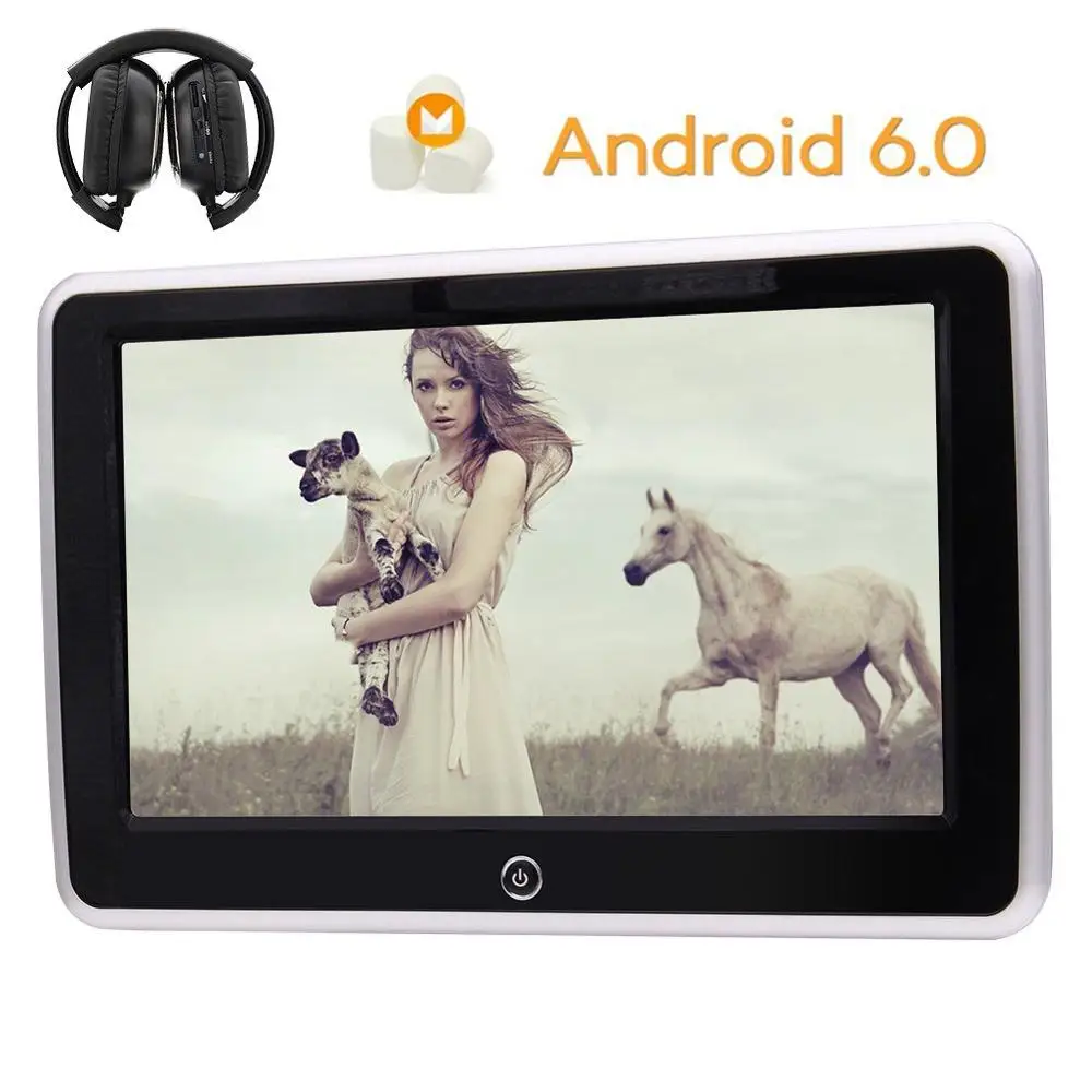 Wireless Headphone+Android Player 10.1&quotHeadrest pillow Video Wide View LCD Monitor Support HDMI FM IR USB SD TV WIFI Mirror Link |