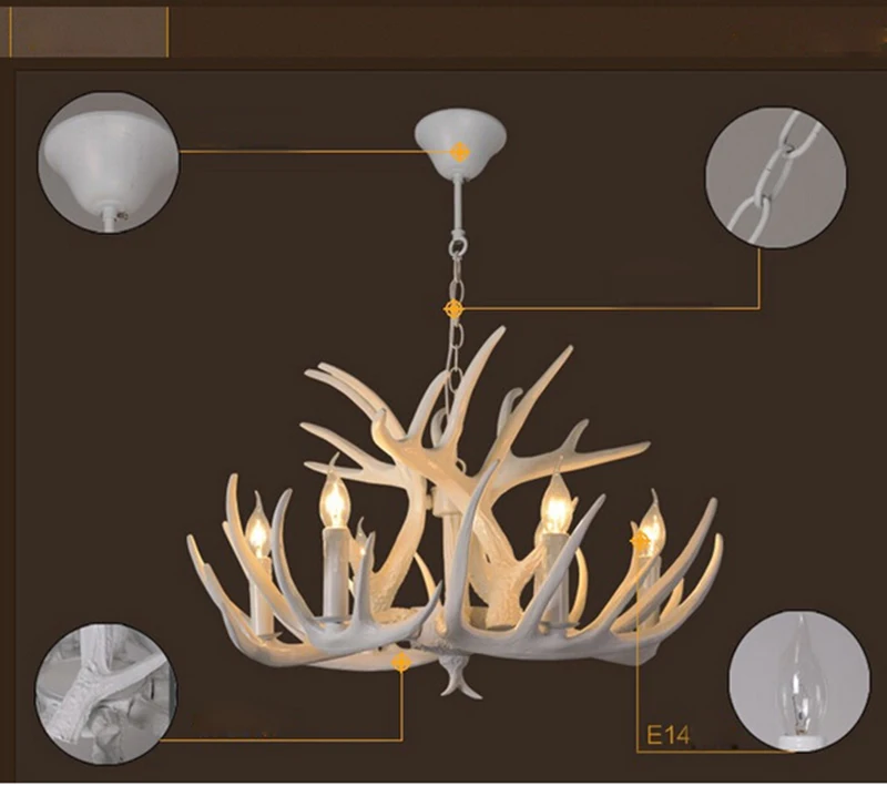 Подвесная лампа в европейском стиле с оленем винтажная виде белого оленя из