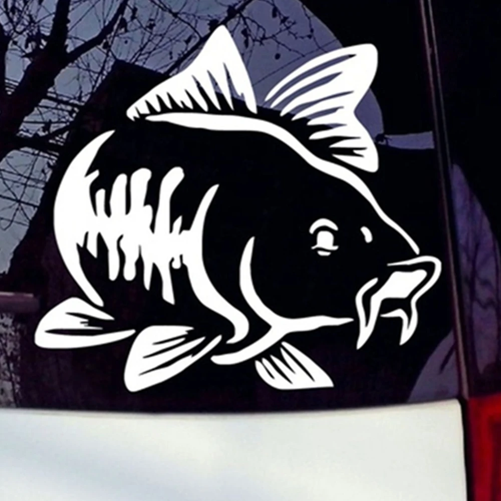 Наклейка на автомобиль Carp Fishing Cartoon Animal Pattern размером 20*16 см, 7 цветов, из виниловой пленки, автомобильные аксессуары