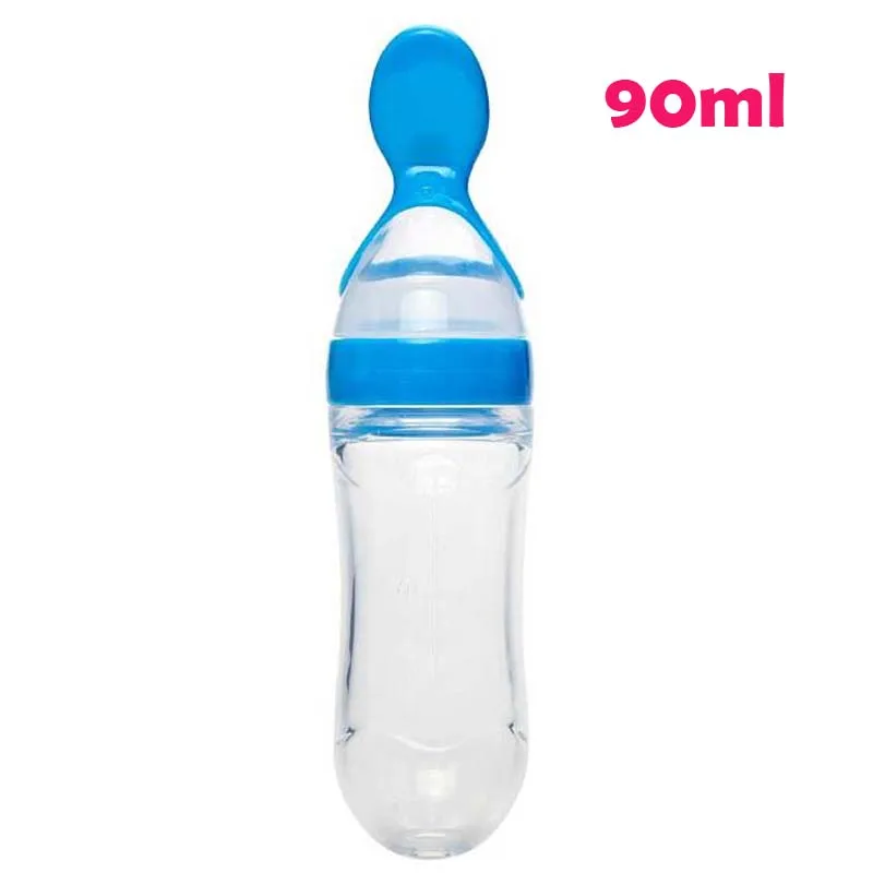 90ML Blue 90/120 мл, мягкая силиконовая пищевая добавка для младенцев, бутылочки для кормления из рисовых зерен, ложка, чашка для хранения молока - Цвет: 90ML Blue