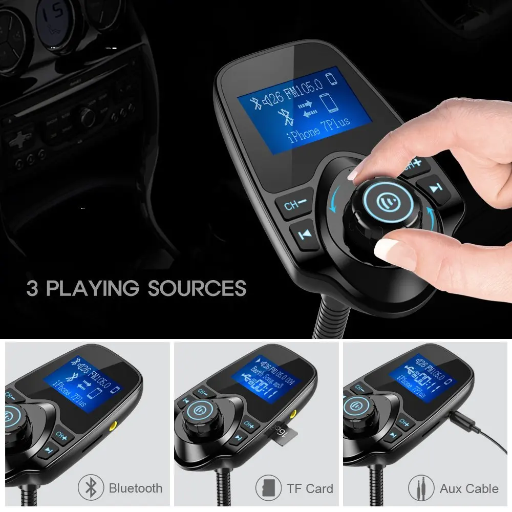 Nulaxy Автомобильный MP3 плеер Беспроводной FM передатчик со системой Хендс фри и