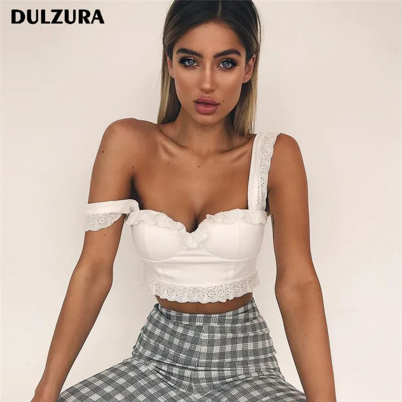 HAWTHAW милый Кружевной укороченный топ 2018 Весна Лето Сексуальная Женская камисоль