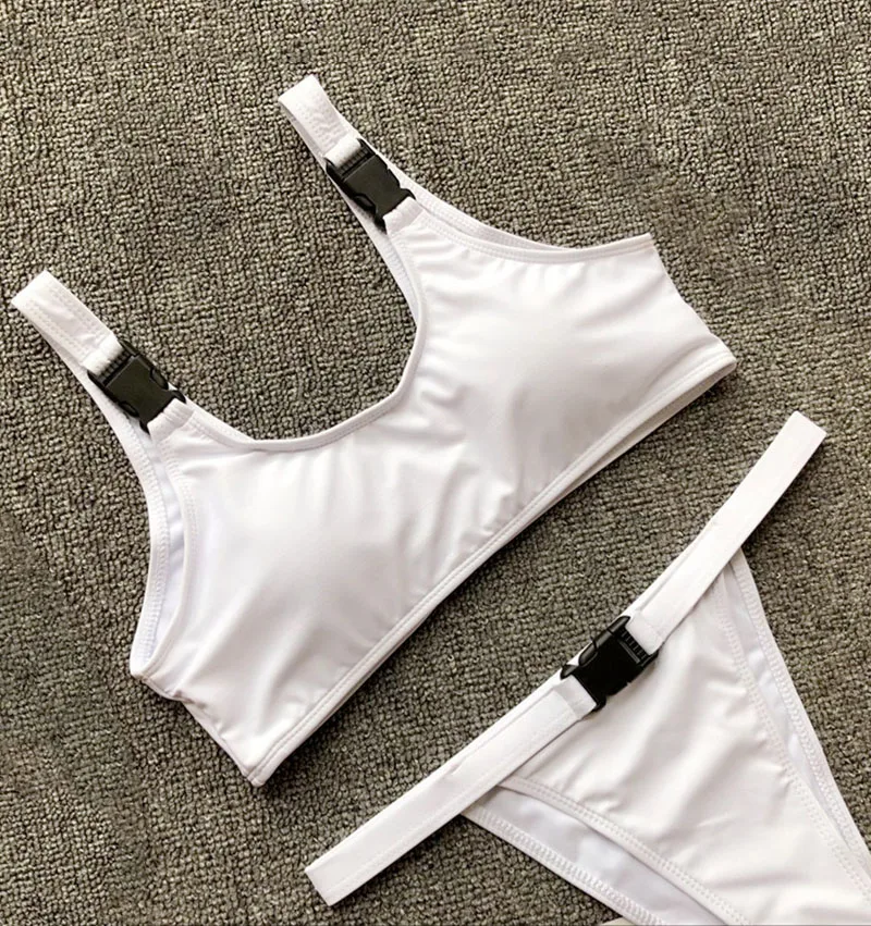 Sexy Buckle Bikini Push Up Swimwear Women 2018 Summer Bathers Sport Bathing Suit Brazilian Thong Tankini |