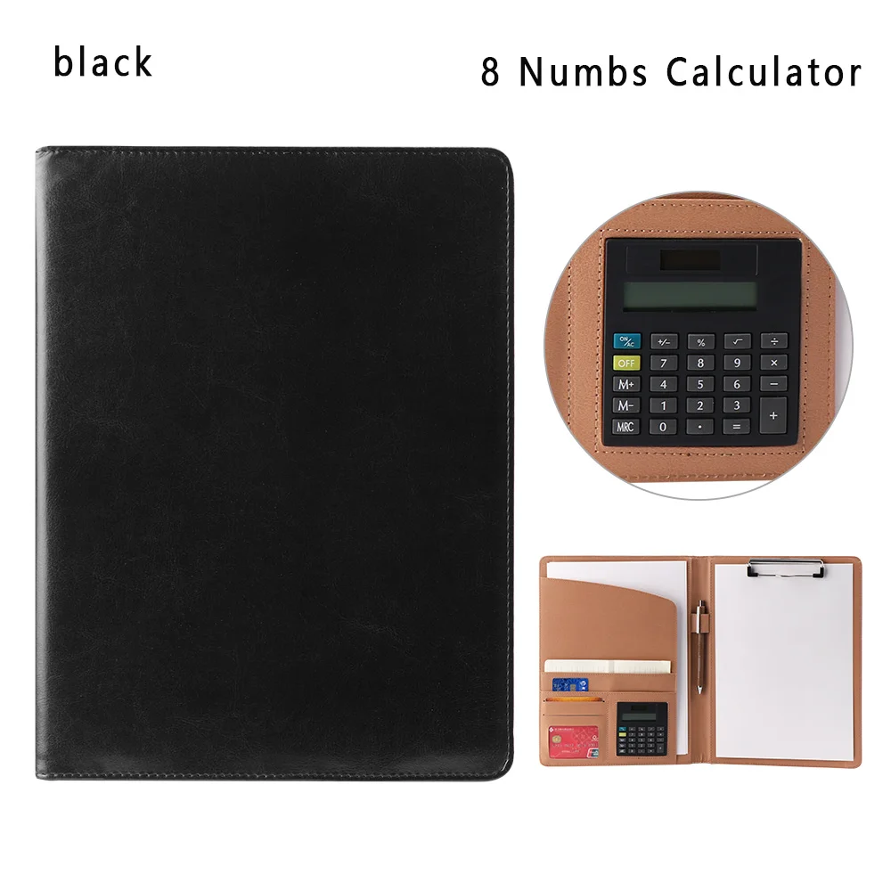 8Numbs calculator bl A4 из искусственной кожи файл папка с калькулятором многофункциональная Бизнес документ колодки менеджер Портфолио канцелярские принадлежности - Цвет: 8Numbs calculator bl