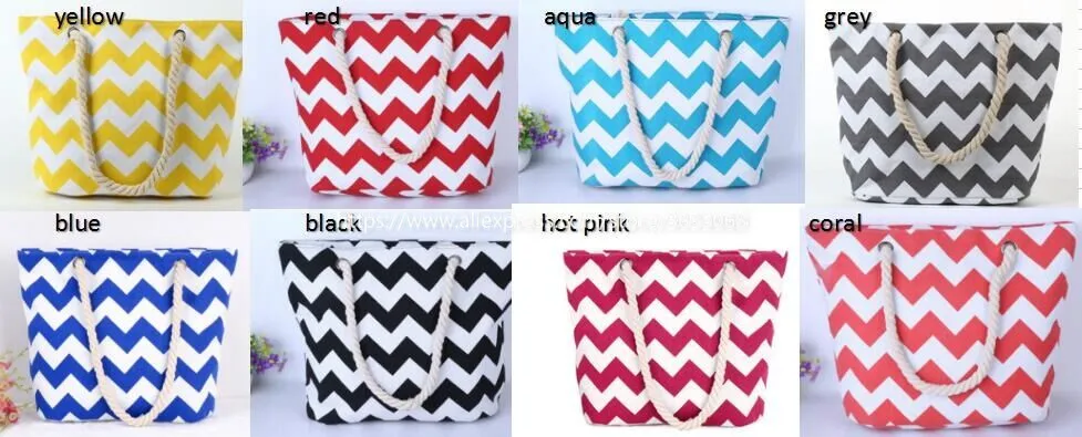 

Wholesale Monogrammed Canvas Chevron Beach Tote