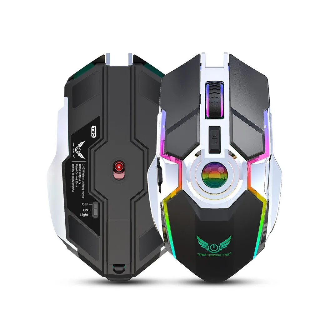 Gamer игровая мышь 2400DPI Регулируемая 2 4 ГГц беспроводная перезаряжаемая RGB лампа