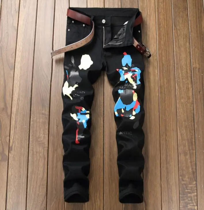 Personal digital printing cheap jeans men biker trousers male denim pants masculino motorcycle fashion designer | Мужская одежда