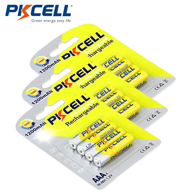 12 шт./3 карты PKCELL 1 2 в AAA перезаряжаемая батарея aaa 1200 мАч NIMH батареи 3A