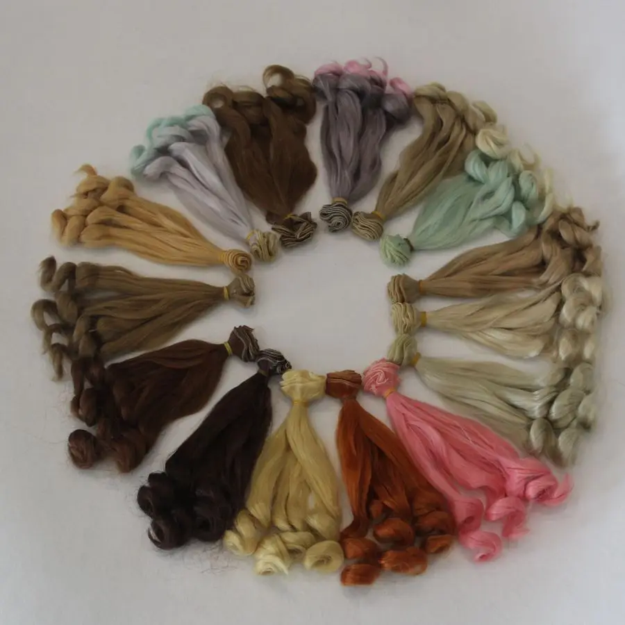 

Bjd Wig Accessories 1piece 15*100CM Doll Hair For 1/3 1/4 1/6 1/12 Natural Color Curly Hair for Russian Handmade Doll