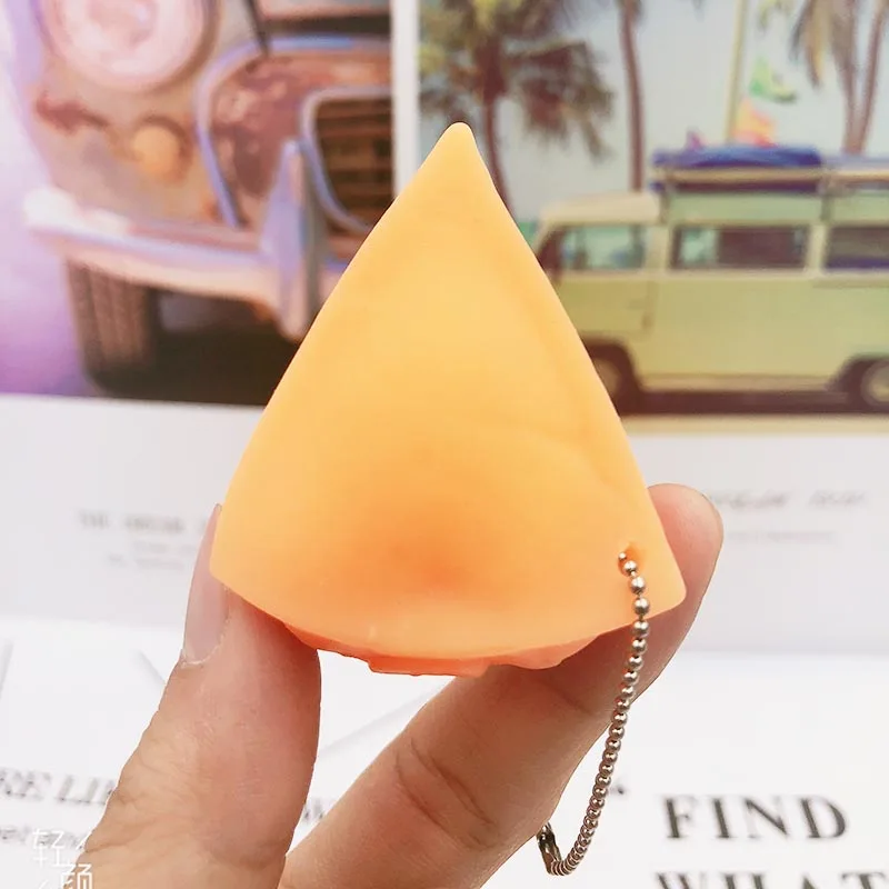 Оранжевый Небьющийся Антистресс мяч сыр Новинка Забавный брелок Squeeze детские игрушки снятие стресса забавные мягкие антистресс подарки - Цвет: Оранжевый