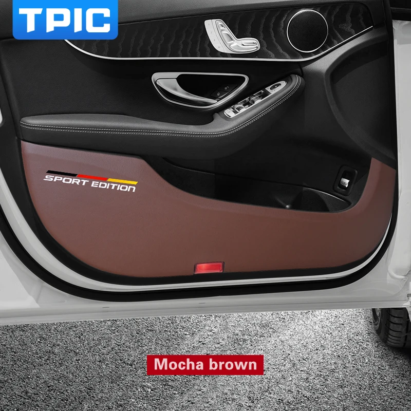 TPIC наклейки против ударов двери автомобиля ультратонкая кожаная ПВХ защитная