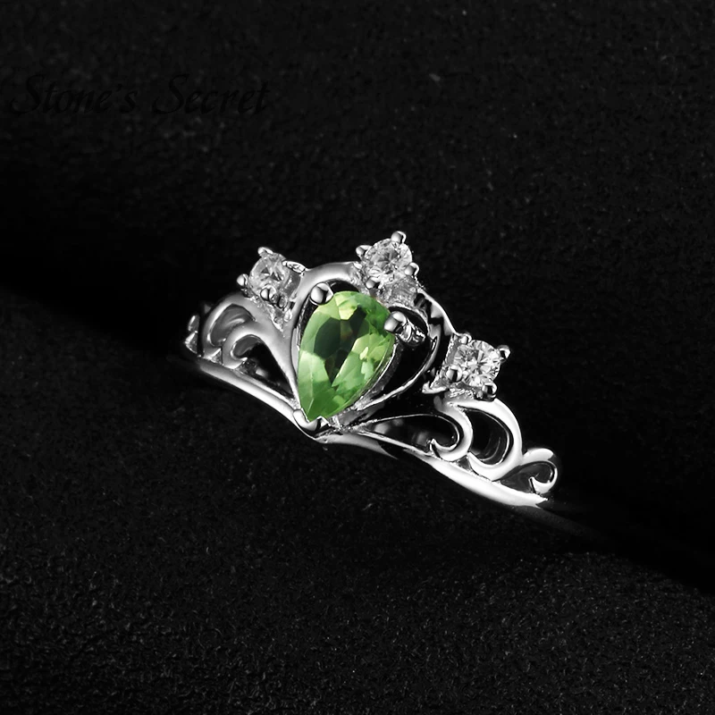 Vintage Crown Ring for Women Peridot Natural Stone 925 Sterling Silver Wedding Birthday Gift Girl Child Jewelry | Украшения и