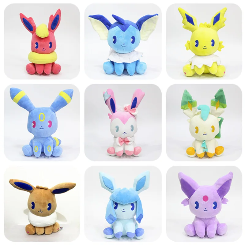 20 см Пикачу Eevee Glaceon плюшевые игрушки Vaporeon Sylveon Jolteon сидя жеста мягкие животные Детский подарок