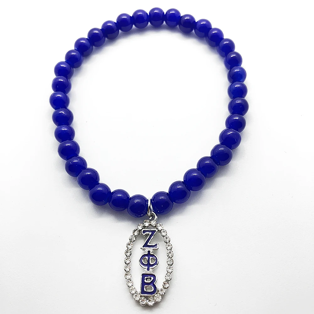 Модная греческая буква society zeta Phi Beta sorority jewelry синие стеклянные бусины ZPB браслет