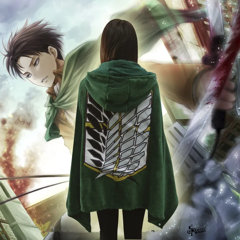 Флисовое одеяло с капюшоном и принтом атака на Титанов|fleece blanket|attack on titan blanketblanket