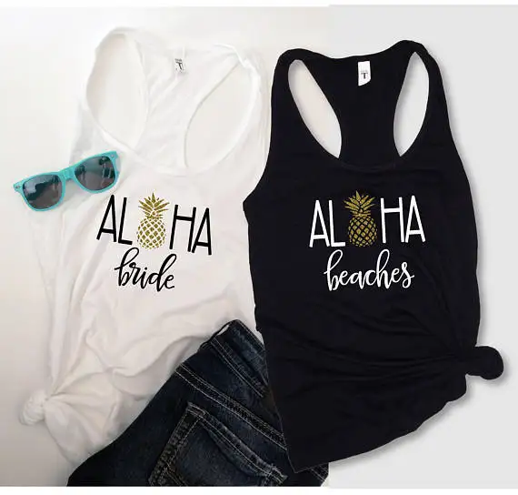 personalised Aloha Beaches luau Wedding Bride bridesmaid t shirts Bachelorette party tanks tops company gifts favors | Дом и сад