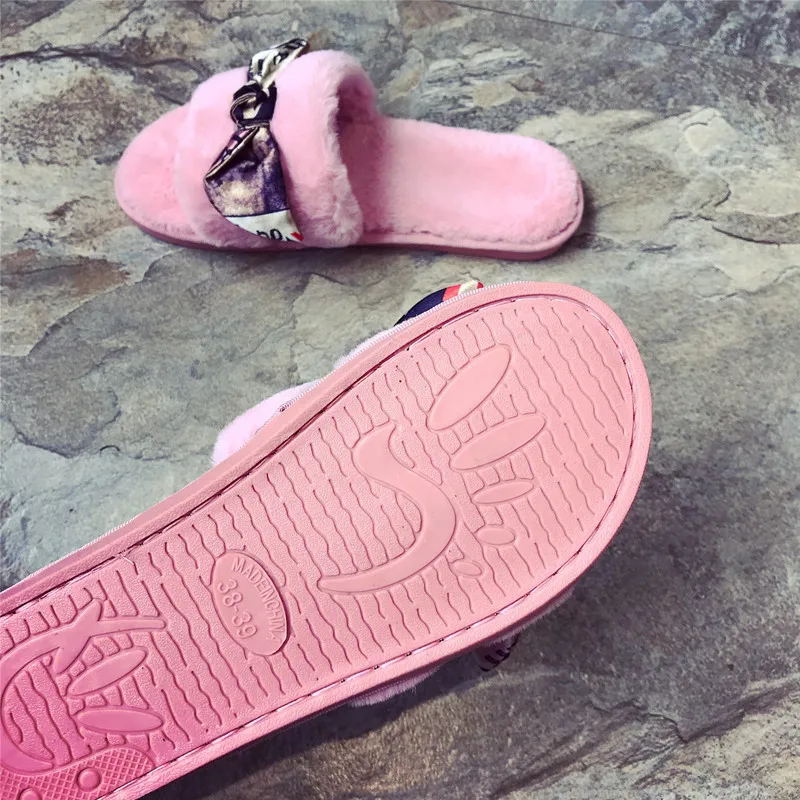 Женская обувь домашние меховые тапочки 2018 г. шерстяные сандалии на плоской