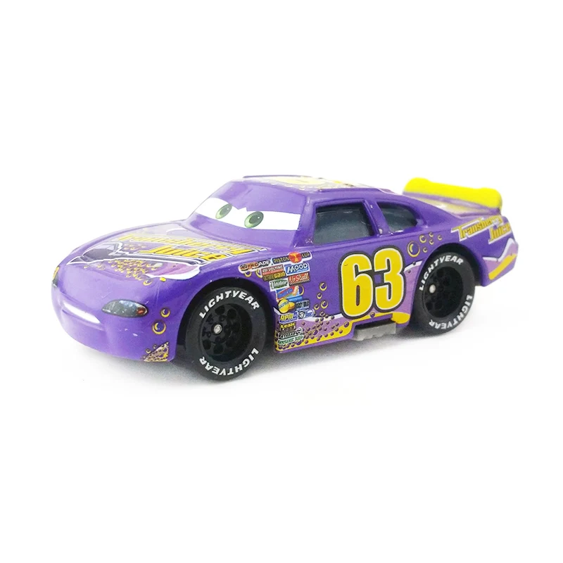 Disney «Тачки» Racer King цыпленок Хикс Lightning McQueen № 84 Металлический Игрушечный Автомобиль 1:55 на день рождения, рождественский подарок, Фирменная Новинка - Цвет: No.63 Transberry Jui