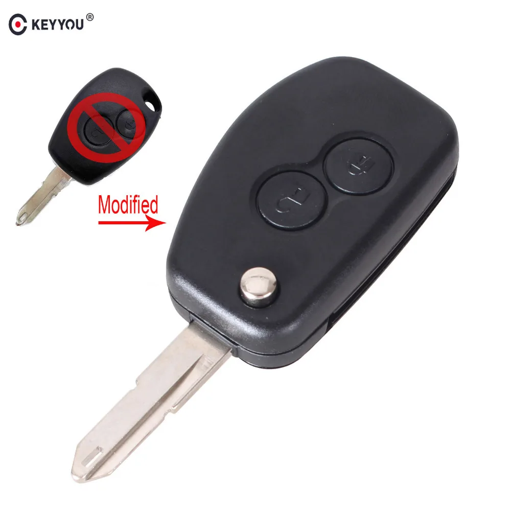 KEYYOU модифицированный 2 кнопки дистанционного ключа оболочки для Renault Megane модус Espace Лагуна Duster Logan DACIA Sandero Fluence Clio