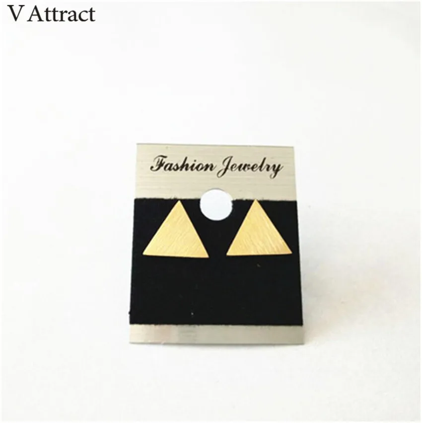 V Attract Geometric Triangle Stud Earrings Rose Gold Brincos 2018 Stainless Steel Minimalist Pyramid Jewelry For Women and Men | Украшения