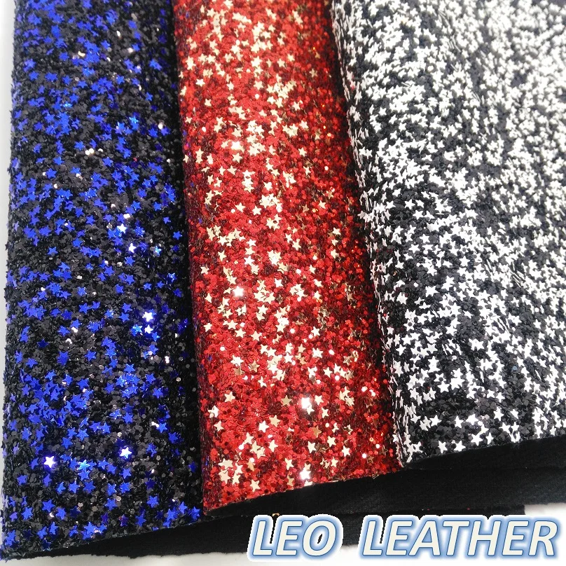 1PCS 21X29CM Synthetic Leather Chunky Glitter Fabric with stars For DIY Accessories 8S19A | Дом и сад
