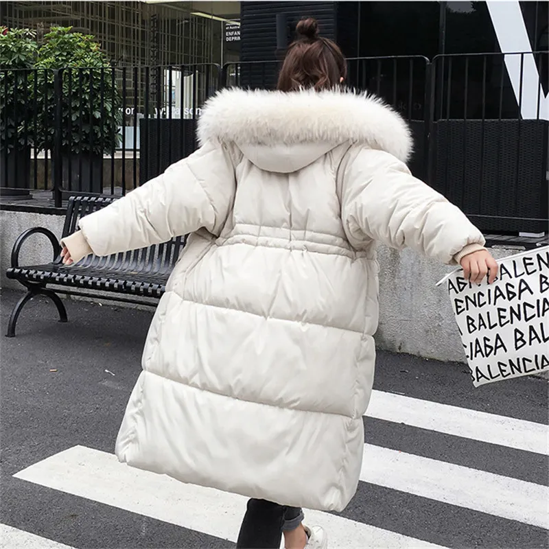Women Winter Bread Service Down Cotton Long Jacket Fur Collar Hooded 2018 Korean Trend Thickening Warm Female Clothes | Женская одежда