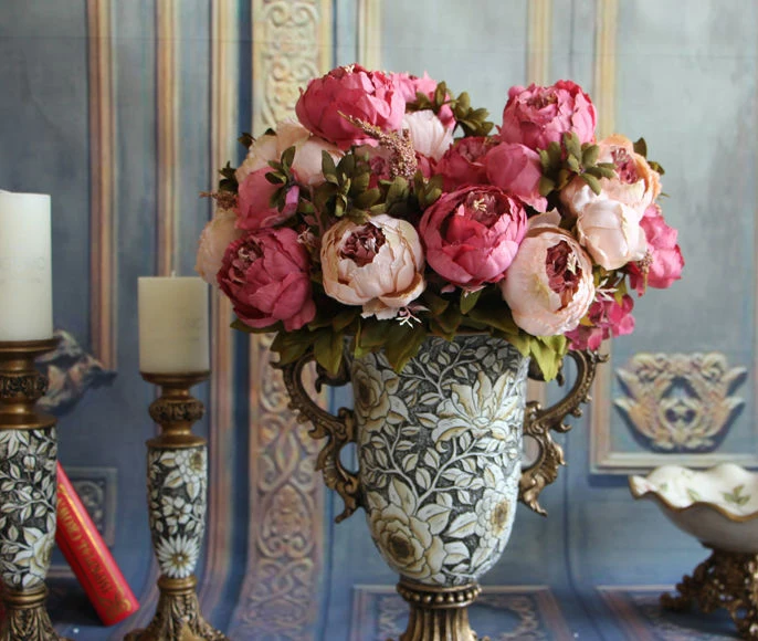 Новинка 2017 европейские шелковые цветы 1 шт. букет искусственные осенние яркие