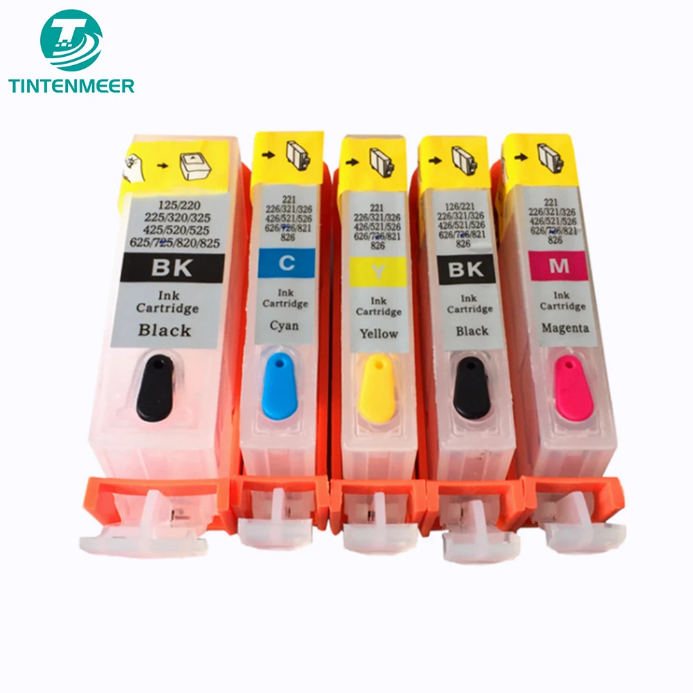 TINTENMEER Refillable cartridge 5 color Auto reset chip pgi 725 cli 726 as 1 set compatible canon IP4870 IP4970 IX6560 MG5170 | Компьютеры