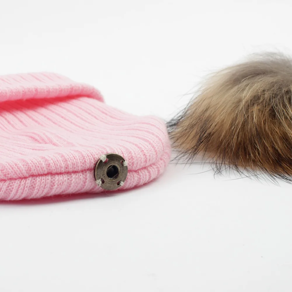 Детская Зимняя Шапка бини Geebro с помпоном из натурального меха Детские облегающие