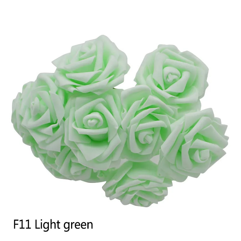 F11 Light green 17 видов цветов 10 голов 8 см искусственные розы Свадебные невесты букет полиэтиленовый пенопласт Скрапбукинг DIY поставки розы домашний декор - Цвет: F11 Light green