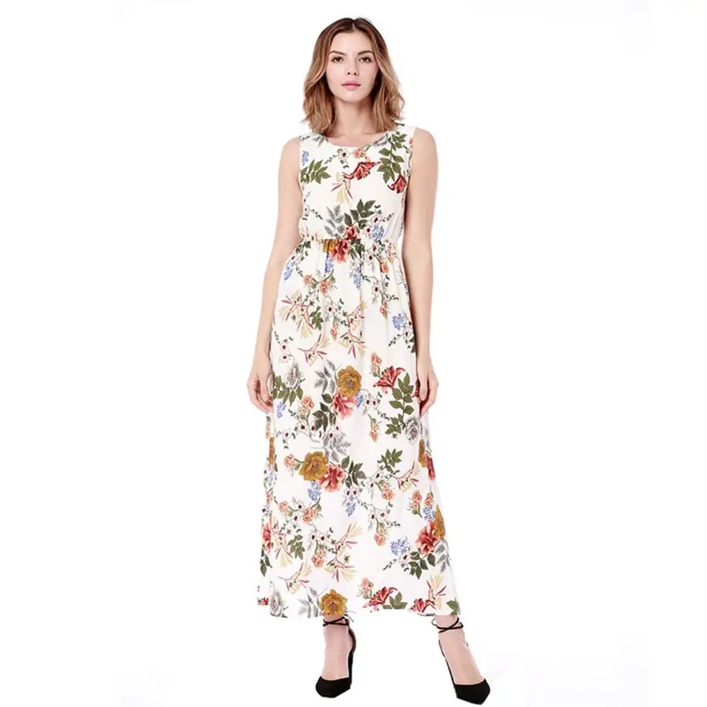 2018 лето новые печати волна Большие размеры талии песок пляжное платье цветочный