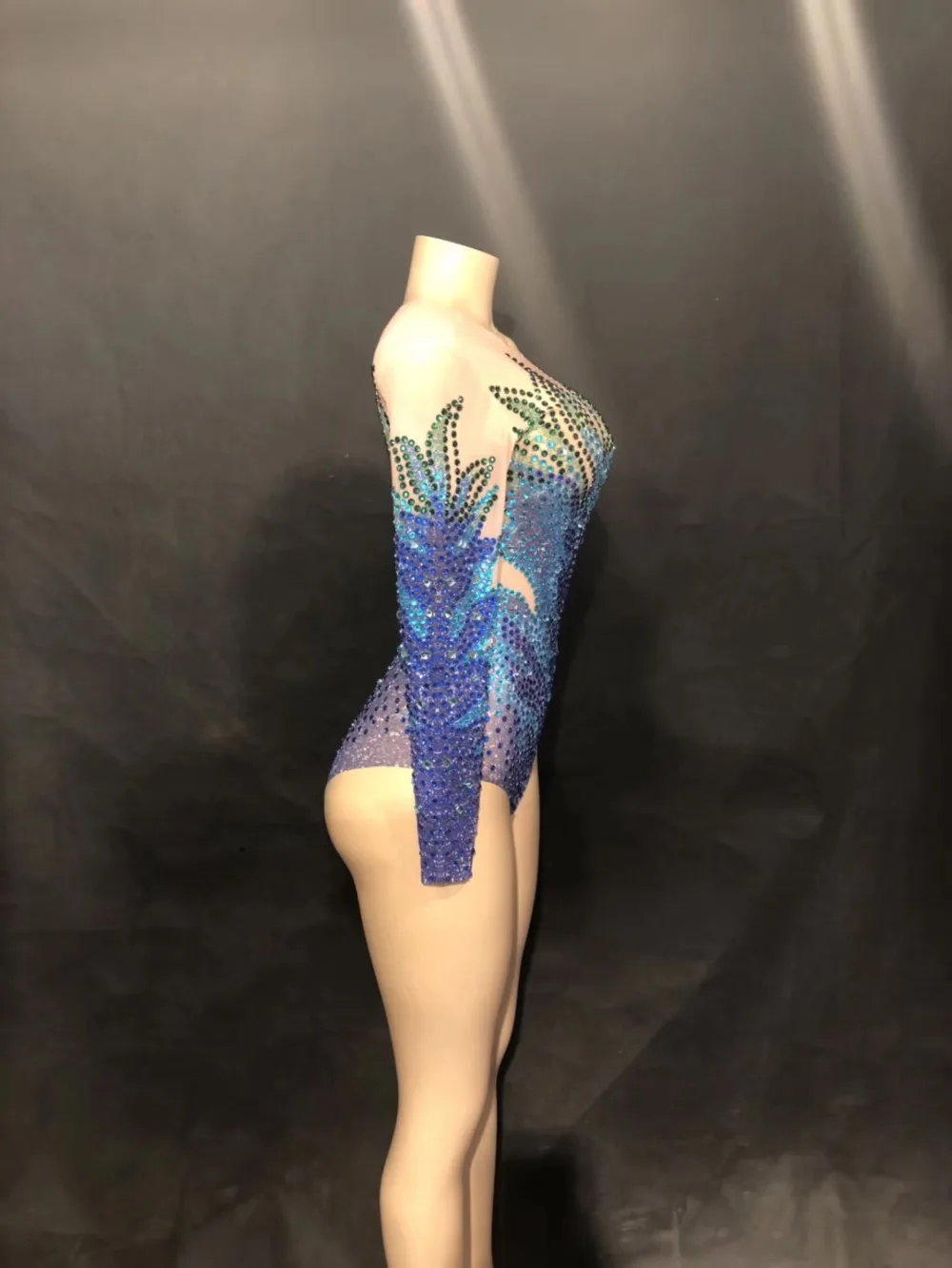 Sexy Stage Women Net Yarn Bodysuit Full Of Colors Sparkling Crystal Jumpsuit Celebrate Nightclub Party Singer Dancer Stage Wear