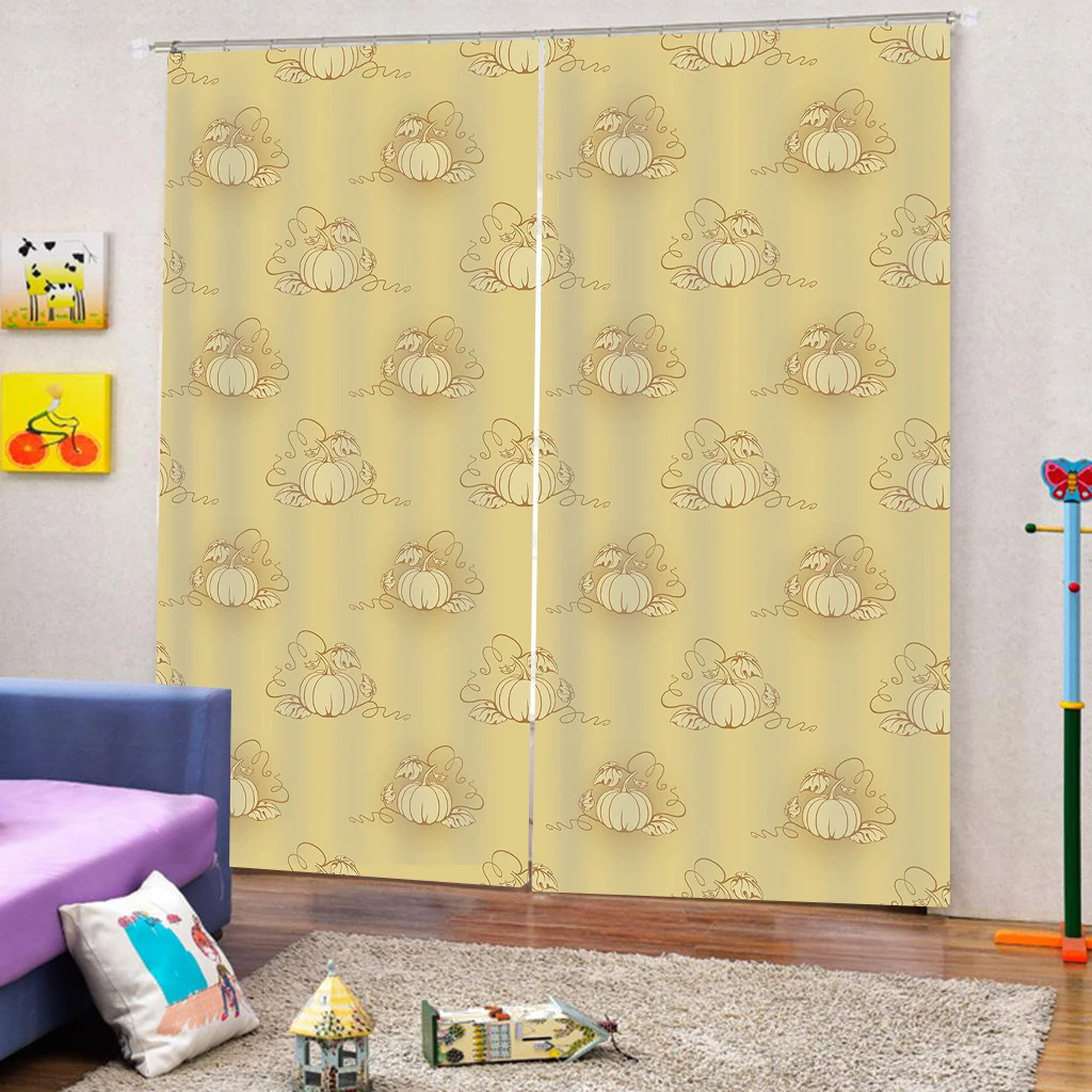 

3D Curtain Luxury Blackout Window Curtain Living Room yellow curtains Decoration curtains